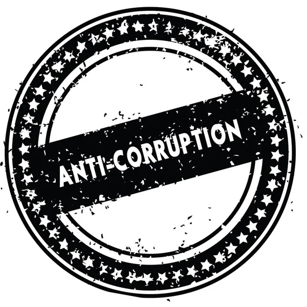 Zwart Anti corruptie noodlijdende Rubberstempel met grunge textuur. — Stockfoto