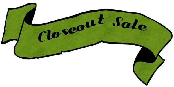 Closeout πώληση πράσινη κορδέλα. — Φωτογραφία Αρχείου
