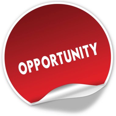 Fırsat metin gerçekçi kırmızı etiket beyaz arka plan üzerinde.