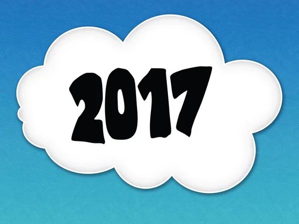 White cloud with 2017 message on blue sky background. — Stock Photo, Image