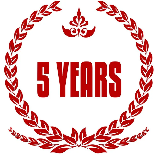 5 YEARS red laurels badge. — Stock Photo, Image