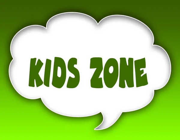 Kids Zone Nachricht auf Sprachwolke Grafik. grüner Hintergrund. — Stockfoto