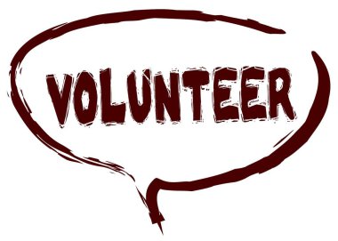 Kırmızı işaret kabataslak konuşma balonu ile gönüllü haber.