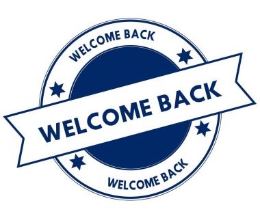 Mavi hoş geldiniz geri damgası.