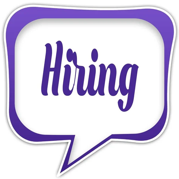 Violet square speech bubble with HIRING text message — Stock Photo, Image