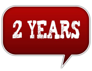 Kırmızı konuşma balon balon üzerinde 2 yıl.