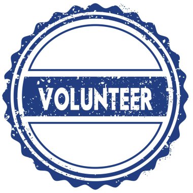 Gönüllü damgası. etiket. mühür. Mavi yuvarlak grunge vintage şerit işareti