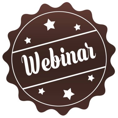 Beyaz arka plan üzerinde Brown Webinar damgası.