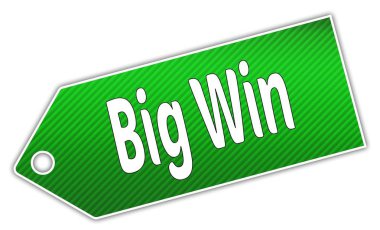 Çizgili yeşil etiket büyük kazanmak.