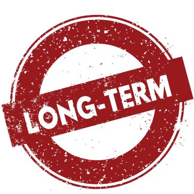 Beyaz zemin üzerine kırmızı uzun vadeli lastik damgası illüstrasyon