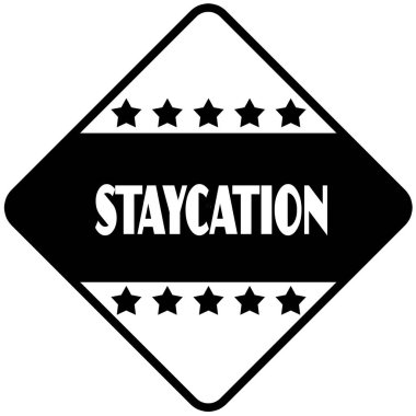 Siyah elmas şekilli etiket etikette Staycation.