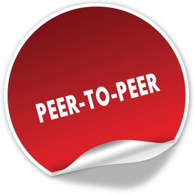 Peer To Peer metin gerçekçi kırmızı etiket beyaz arka plan üzerinde.