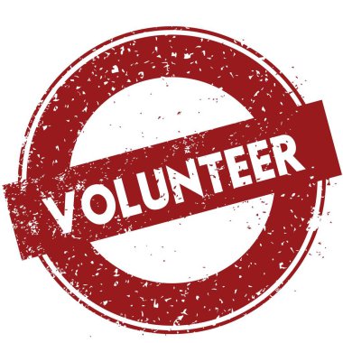 Beyaz arka plan üzerinde lastik damgası illüstrasyon kırmızı gönüllü