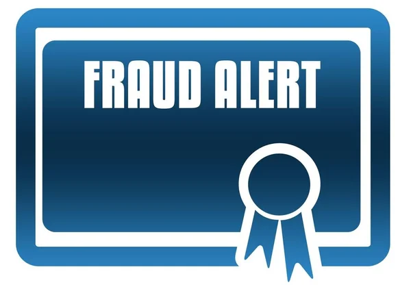 Certificato blu FRAUD ALERT . — Foto Stock