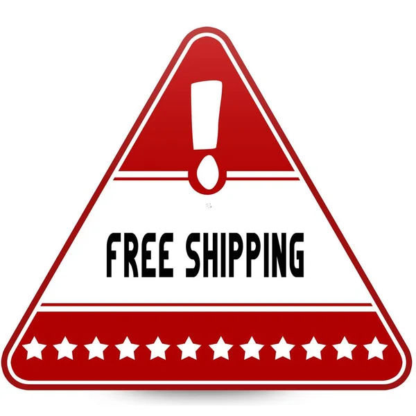 FREE SHIPPING on red triangle road sign. — Stock Photo, Image