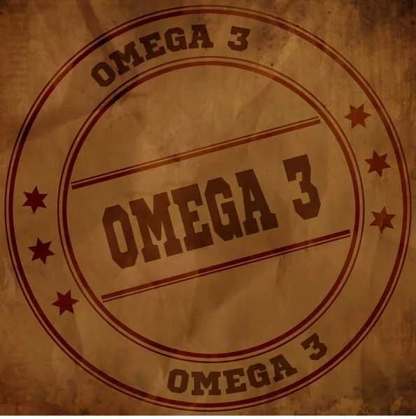 Omega 3 pul eski kahverengi buruşuk kağıt üzerinde.