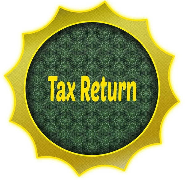 Golden badge with TAX RETURN text.