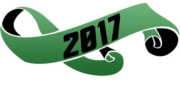 Green przewijane wstążki z wiadomości 2017. — Zdjęcie stockowe