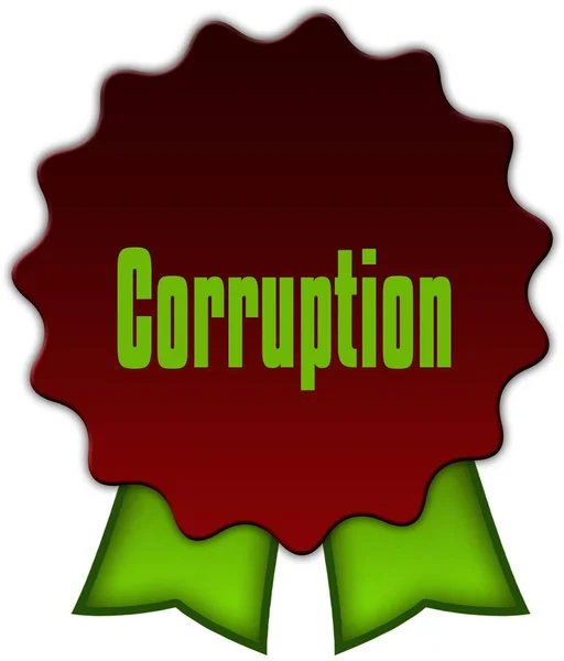 CORRUPCIÓN en el sello rojo con cintas verdes . —  Fotos de Stock