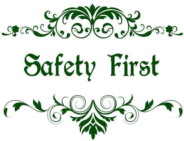 Groene frame met Safety First tekst. — Stockfoto