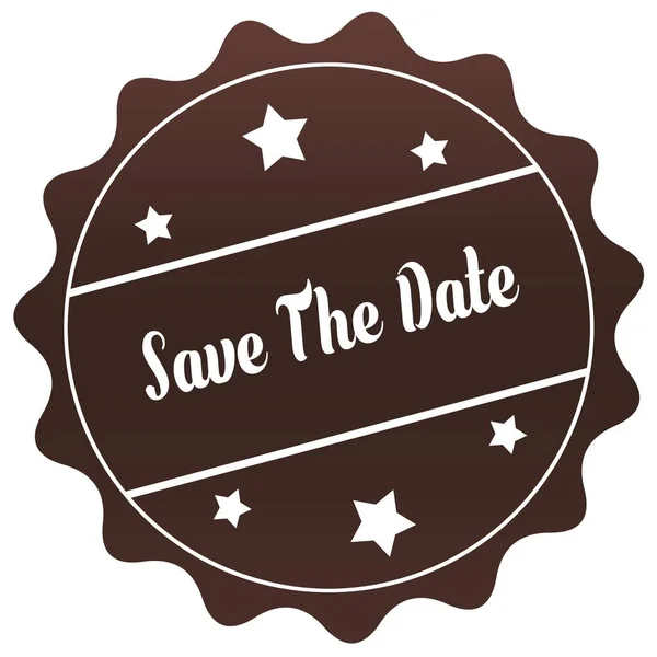 Brown SAVE THE DATE stamp on white background. — Stock Photo, Image