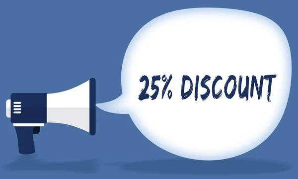 25 % DE RÉDUCTION pour écrire dans une bulle d'expression avec mégaphone ou haut-parleur . — Photo