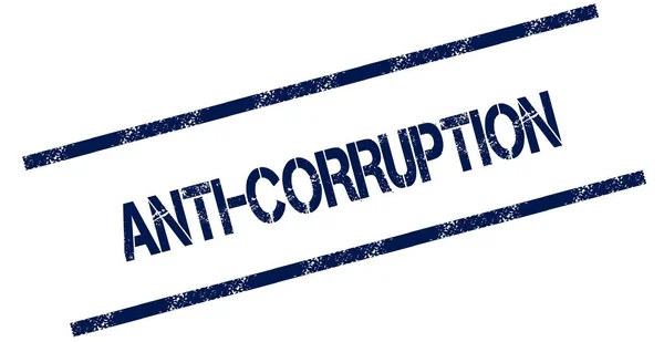 Sello de goma angustiado azul ANTI CORRUPTION . — Foto de Stock
