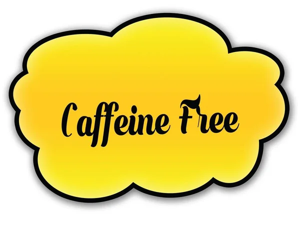 Caffeine Free odręcznie na żółte chmury z białym tłem — Zdjęcie stockowe
