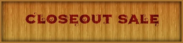 Vintage font text CLOSEOUT SALE on square wood panel background.