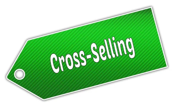 Prokládané zelený kříž prodejní štítek. — Stock fotografie