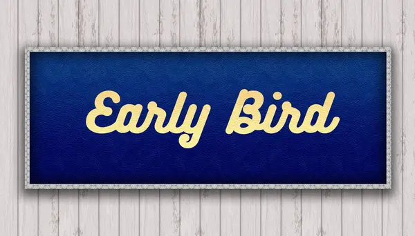 EARLY BIRD handwritten on blue leather pattern painting hanging