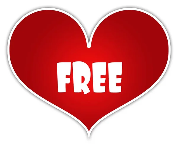 FREE on red heart sticker label. — Stock Photo, Image
