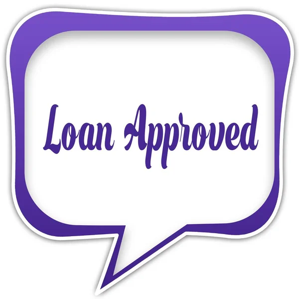 Violet square speech bubble with LOAN APPROVED text message — Stock Photo, Image