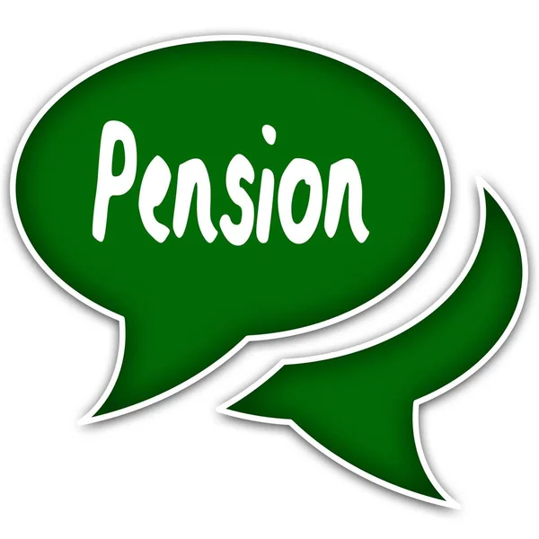 Zöld beszéd léggömböket Pension szöveg üzenet. — Stock Fotó