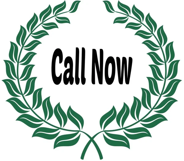 CALL NOW on green laurels sticker label. — Stock Photo, Image