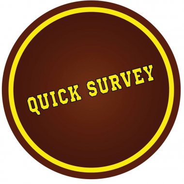 Beyaz arka plan üzerinde yuvarlak, kahverengi ve sarı, hızlı anket damgası.