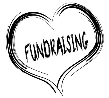 Bağış toplama metin ile çizili siyah kalp.