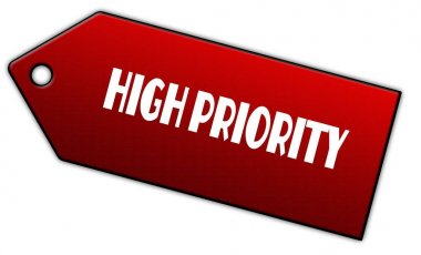 Kırmızı yüksek öncelikli etiket.