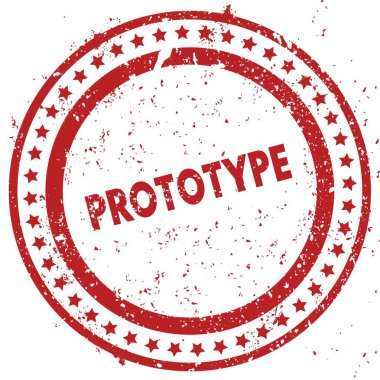 Lastik damgası doku ile kırmızı prototip sıkıntılı