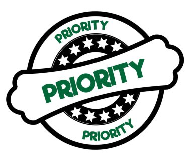 Siyah ve yeşil öncelik damgası.