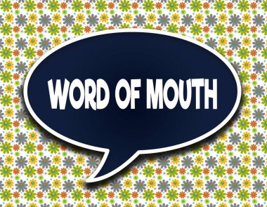 Koyu mavi sözcük balonu sözlü kısa mesaj ile. Çiçek duvar kağıdı arka plan.