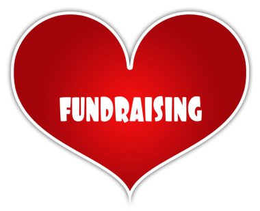 Kırmızı kalp sticker etiket üzerinde bağış toplama.