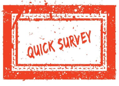 Turuncu kare çerçeve lastik damgası ile doku üzerinde hızlı anket