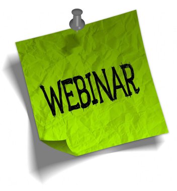 Yeşil not kağıdı Webinar mesaj ve itme PIN çizim ile.