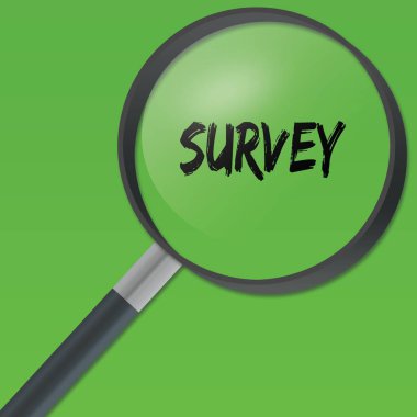 Anket metin yeşil zemin üzerine bir büyüteç altında.