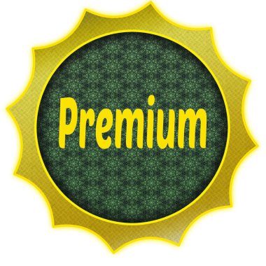 Premium metin ile altın rozet.