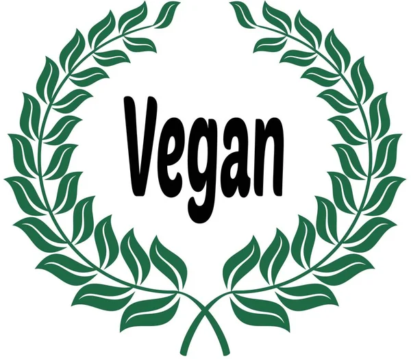 Vegan na zelené vavříny nálepku. — Stock fotografie