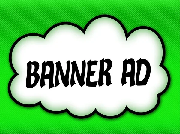 Comic style cloud with BANNER AD writing on bright green backgro