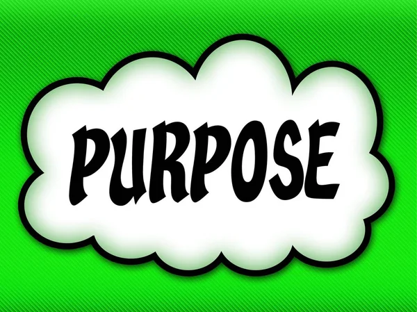 Comic style cloud with PURPOSE writing on bright green backgroun — Stock Photo, Image