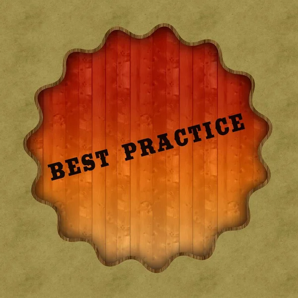 Retro BEST PRACTICE text on wood panel background. — Stock Photo, Image